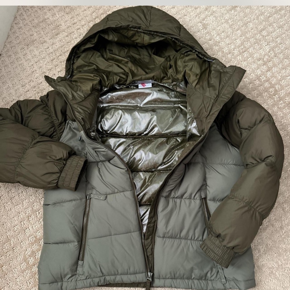 Olive Green Puffer Jacket with Hood